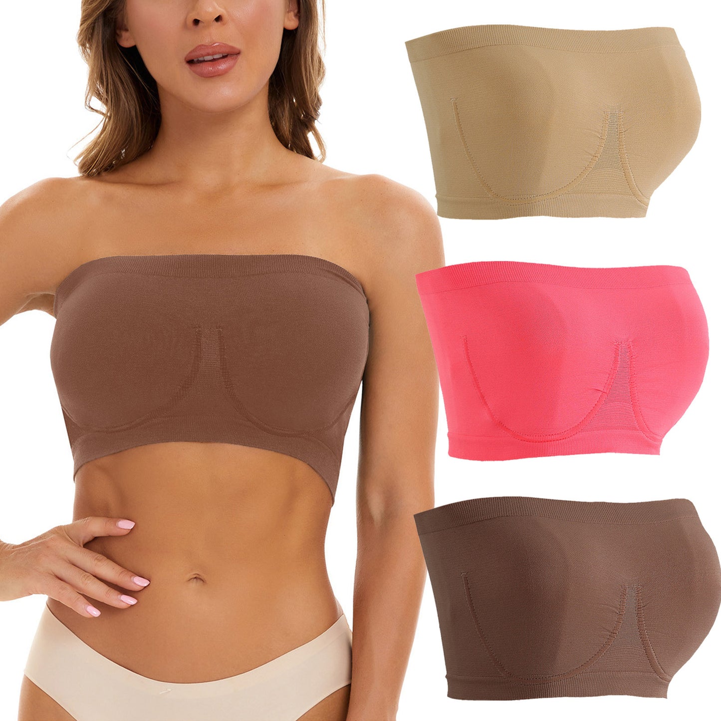 LOBBAY® - Strapless Bandeau Bra (Pack of 3)