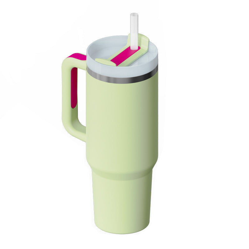 Tumbler with Handle & Straw – Stainless Steel Spill-Proof Travel Mug with Lid