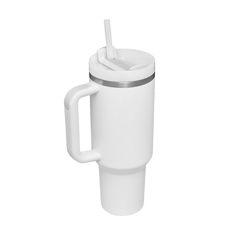 Tumbler with Handle & Straw – Stainless Steel Spill-Proof Travel Mug with Lid