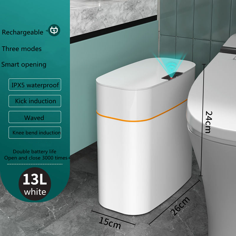 Smart Trash Can With Lid For Bedroom And Living Room Kitchen Storage Box Trash Can Induction Small Car Box Automatic Smart Dustbin Smart Trash Bin (V2)