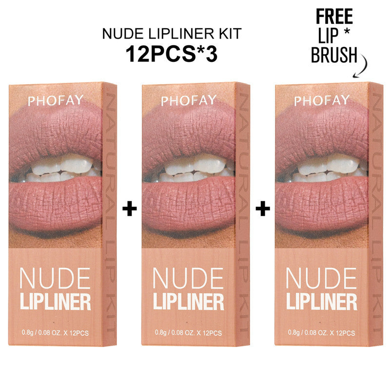 Waterproof Nude Lipliner Kit – Long-Lasting Matte Lip Pencil Set for Perfect Lips