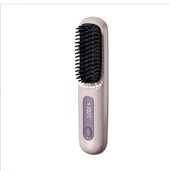 Wireless Hair Straightener Brush with Comb | Portable USB Charging, Fast Heating