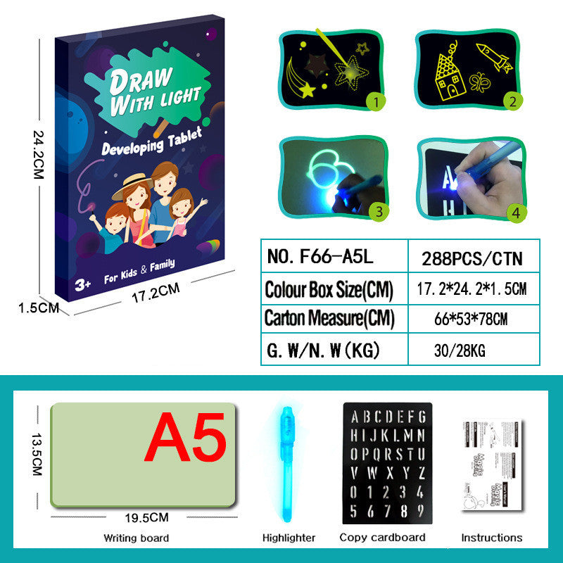 3D Magic Drawing Pad for Kids with 8 Light Effects | Reusable Educational Toy & Puzzle Board