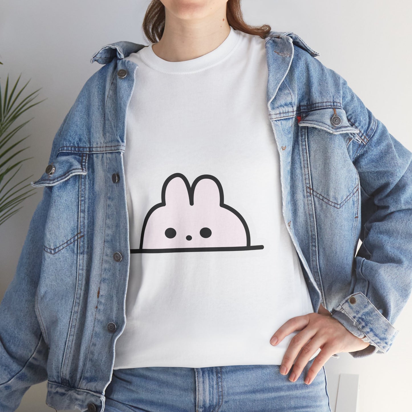 Cute Bunny Unisex Heavy Cotton T-Shirt | Gift for Animal Lovers, Casual Wear, Birthday Present