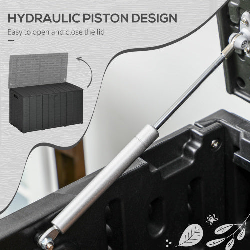 Outsunny 336 Litre Garden Storage Box, Water-resistant Heavy Duty Double Wall Plastic Container, Extra Large Outdoor Garden Furniture Organizer, Deck Cushion Chest With Wheels And Handles, Black