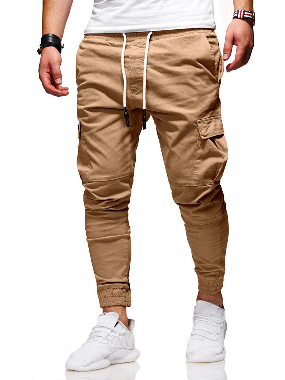 Men's Tethered Elastic Sports Baggy Pants Long Casual Pants