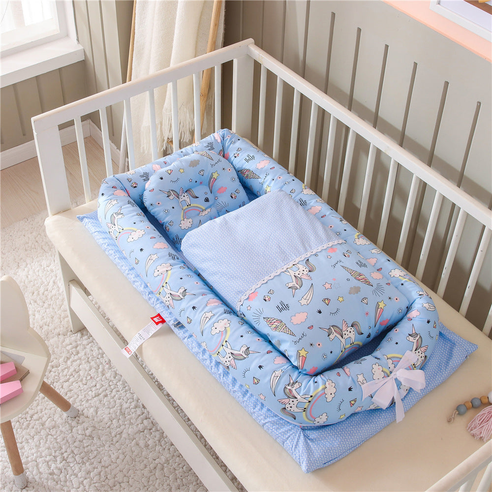 Foldable Portable Crib for Newborns | Bassinet Travel Bed with Anti-Pressure Mattress