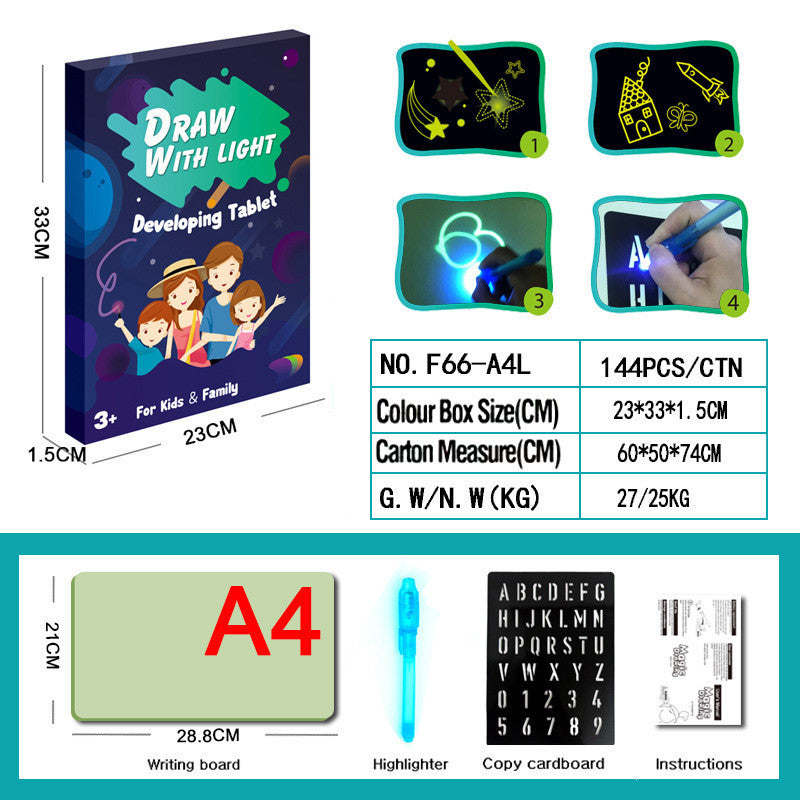 3D Magic Drawing Pad for Kids with 8 Light Effects | Reusable Educational Toy & Puzzle Board