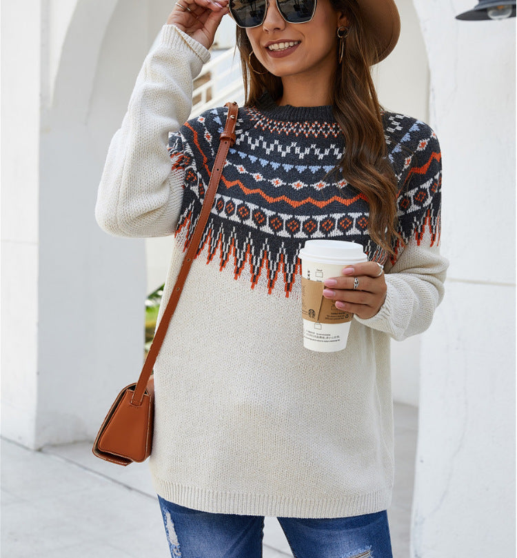 Printed bat sleeves European and American long sleeves