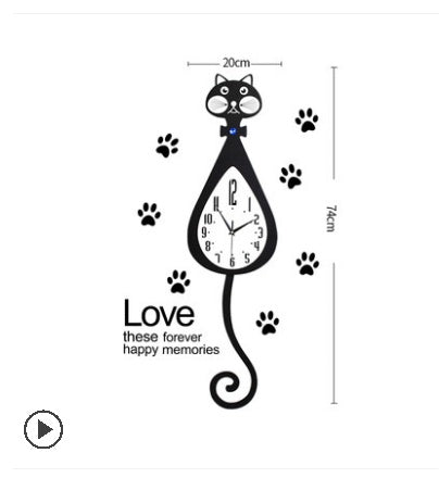 Cat Wagging Clock Clock Clock Personalized Cartoon Household Fashion Watch