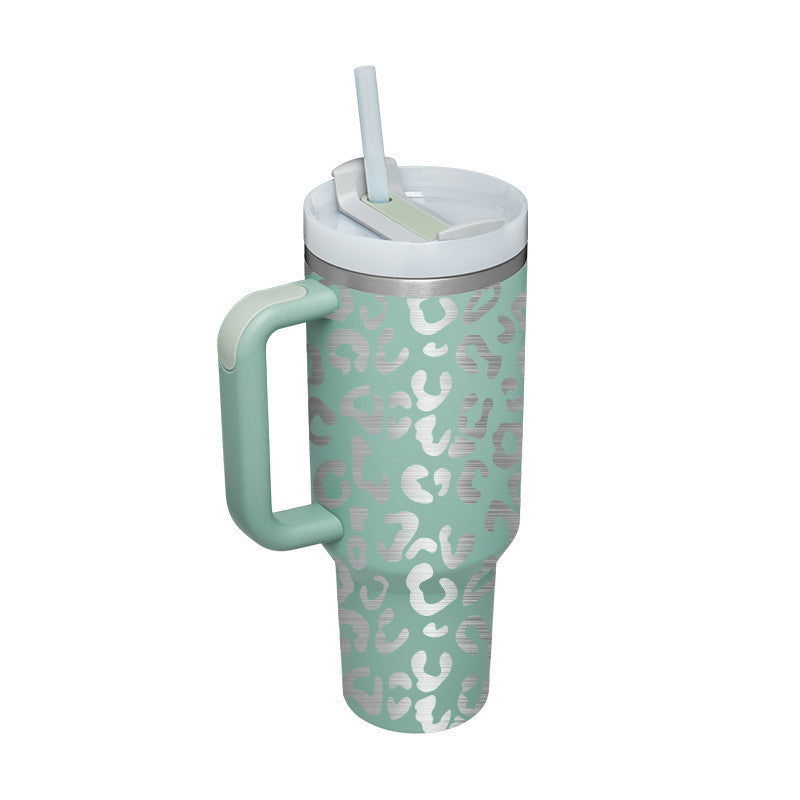 Tumbler with Handle & Straw – Stainless Steel Spill-Proof Travel Mug with Lid