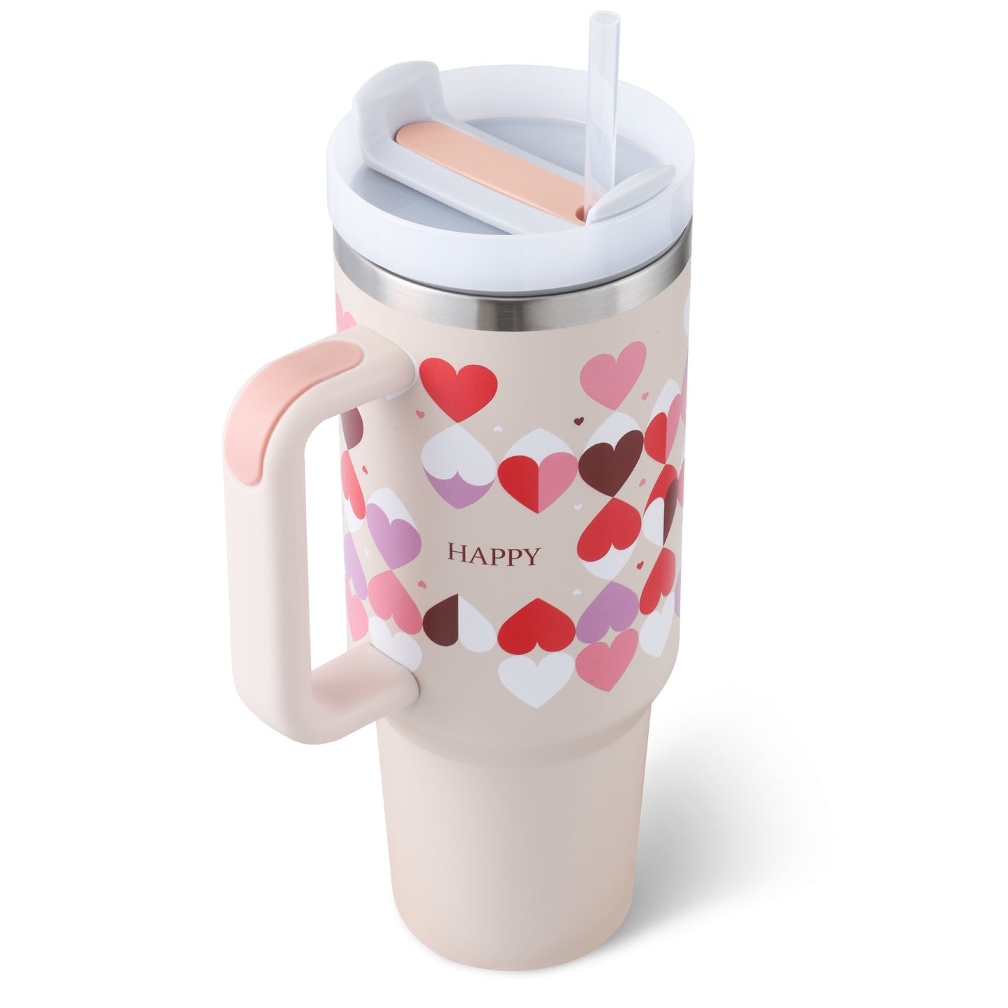 Tumbler with Handle & Straw – Stainless Steel Spill-Proof Travel Mug with Lid