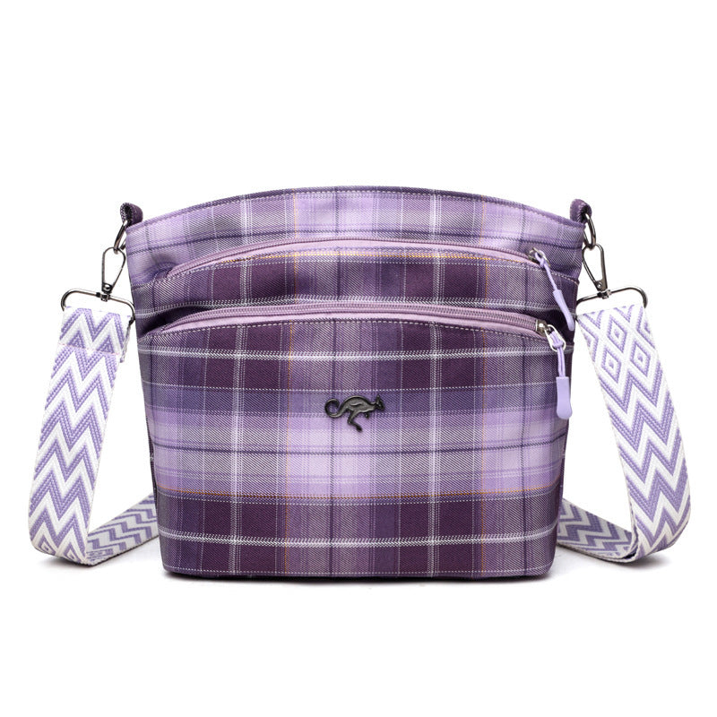Artistic Plaid Shoulder Large Capacity Students' Crossbody Bag Women