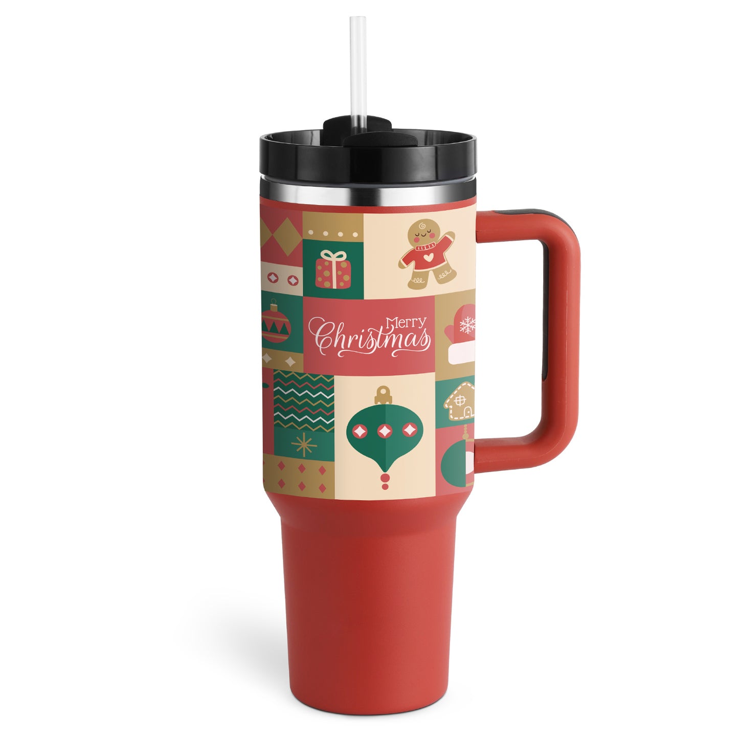 Tumbler with Handle & Straw – Stainless Steel Spill-Proof Travel Mug with Lid