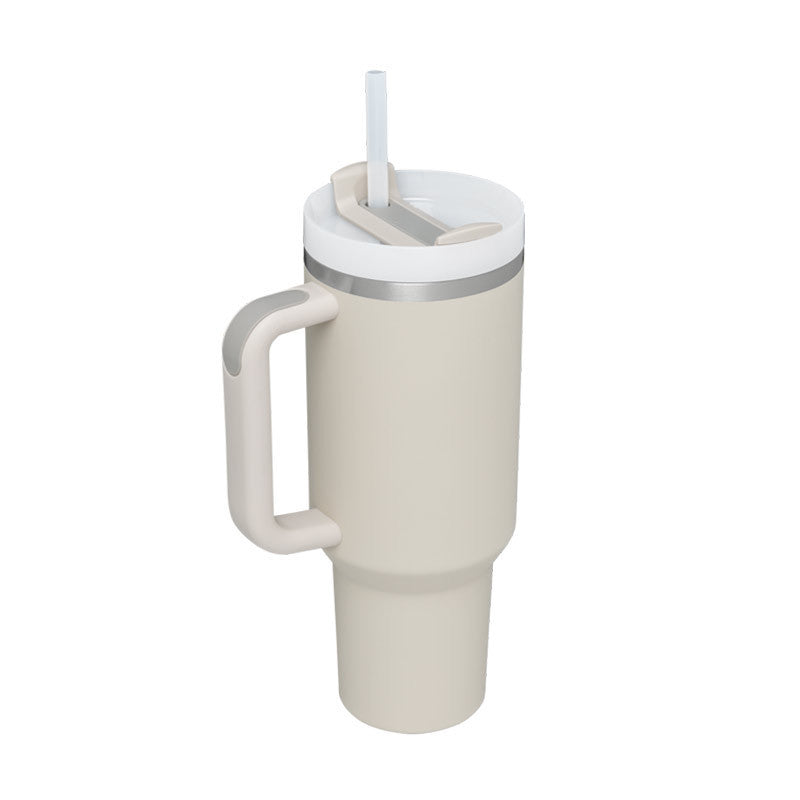 Tumbler with Handle & Straw – Stainless Steel Spill-Proof Travel Mug with Lid