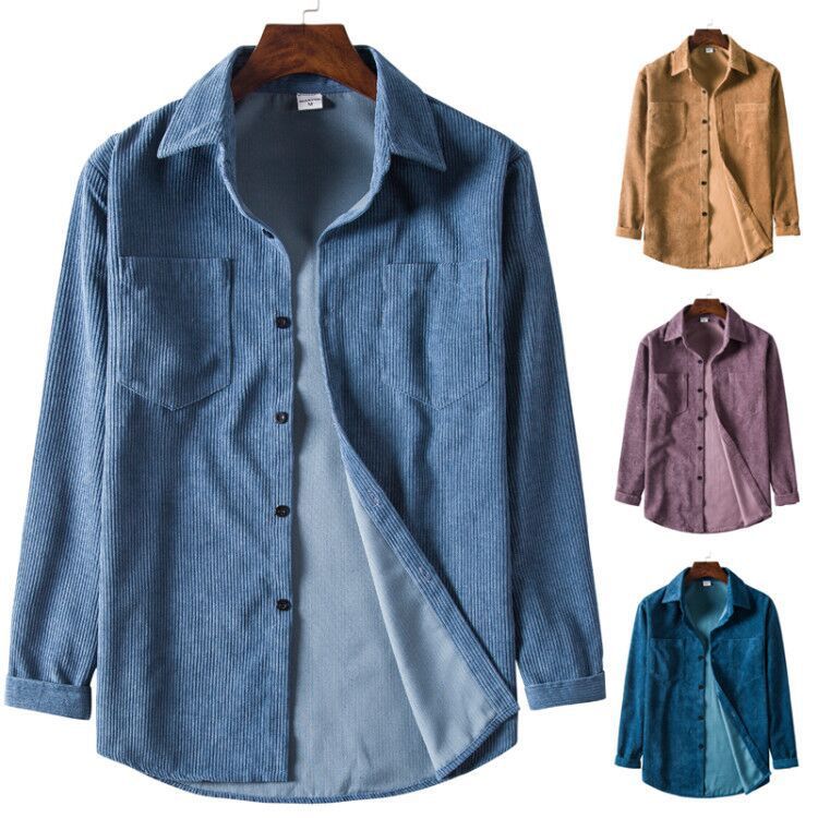 Autumn New Men's Solid-color Corduroy Long Sleeves
