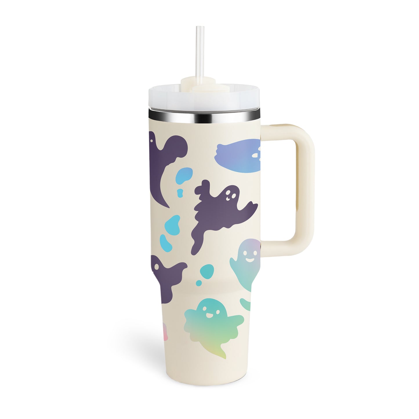 Tumbler with Handle & Straw – Stainless Steel Spill-Proof Travel Mug with Lid