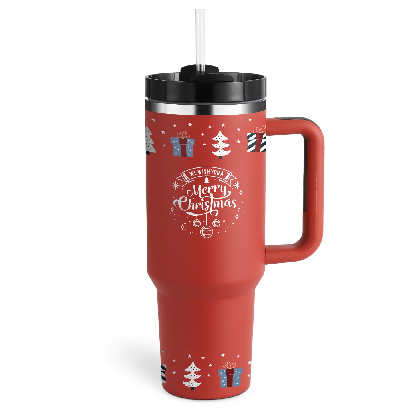 Tumbler with Handle & Straw – Stainless Steel Spill-Proof Travel Mug with Lid