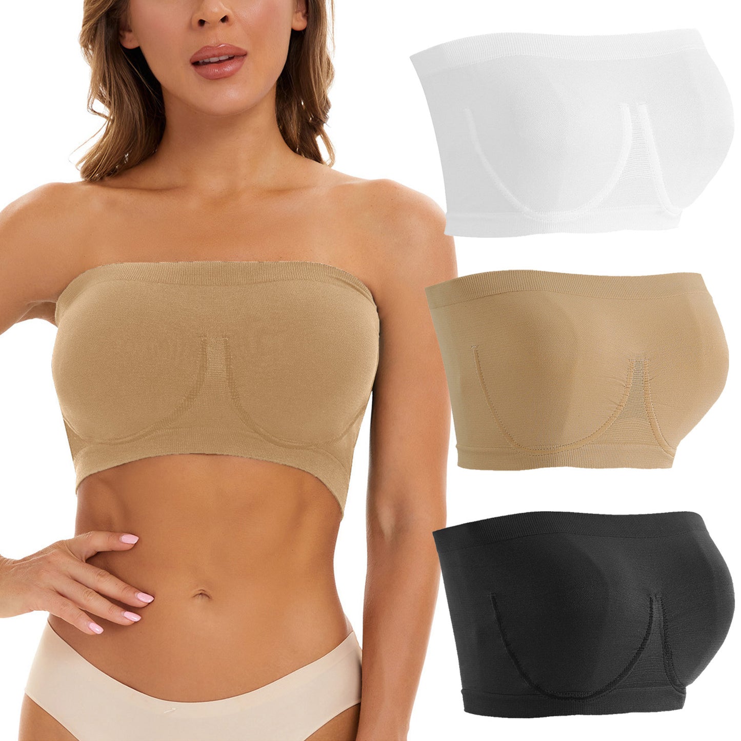 LOBBAY® - Strapless Bandeau Bra (Pack of 3)
