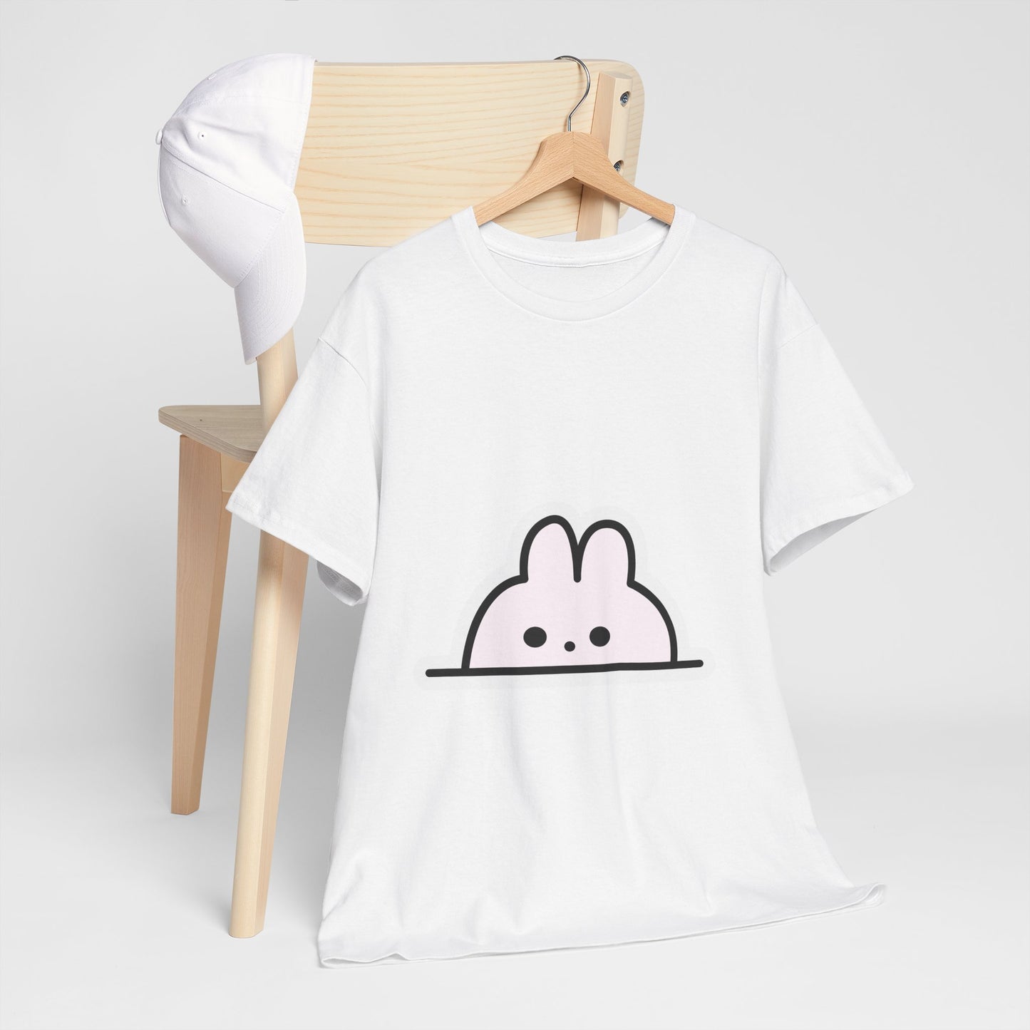 Cute Bunny Unisex Heavy Cotton T-Shirt | Gift for Animal Lovers, Casual Wear, Birthday Present