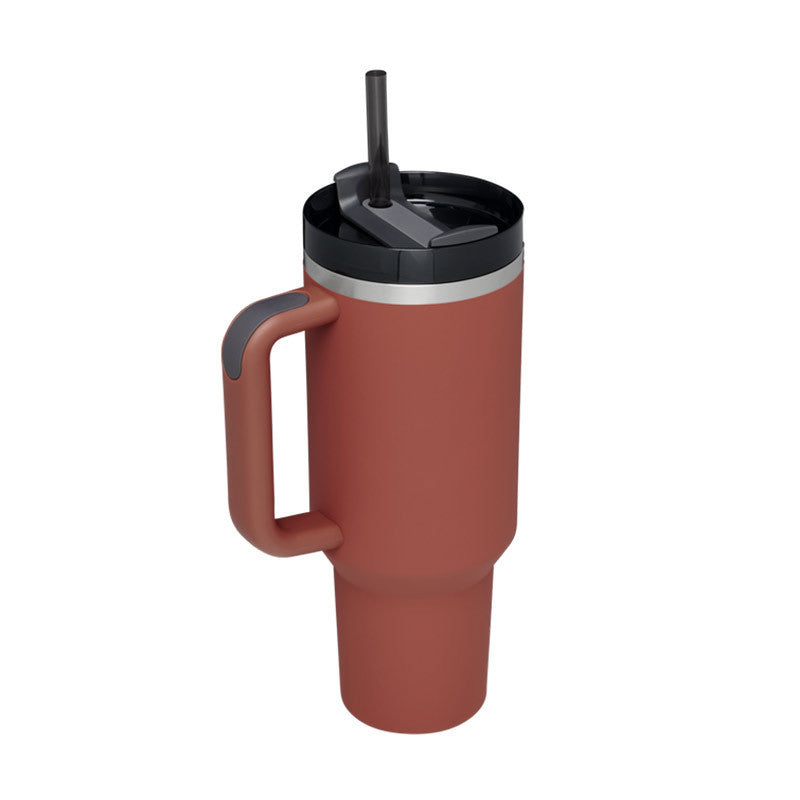 Tumbler with Handle & Straw – Stainless Steel Spill-Proof Travel Mug with Lid