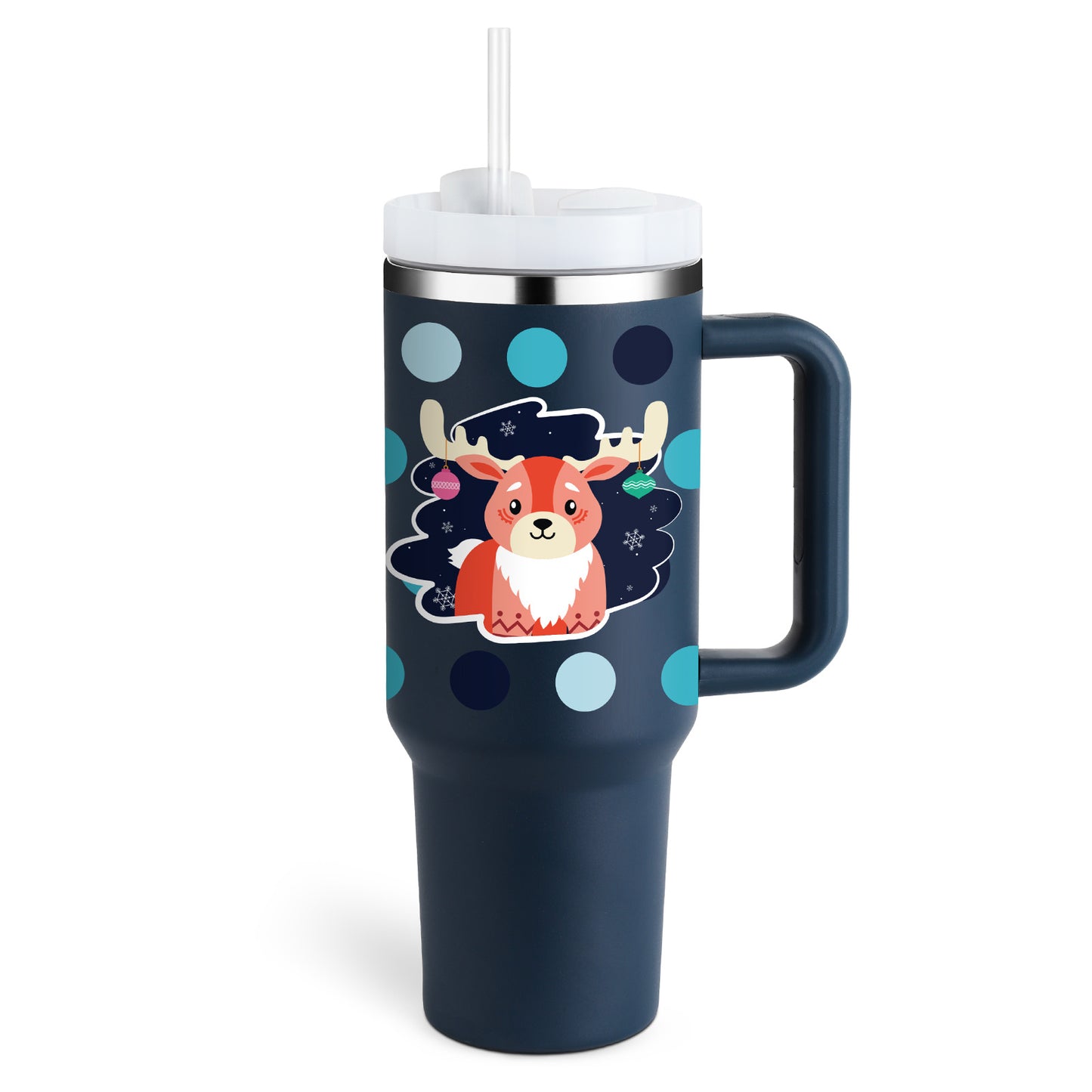 Tumbler with Handle & Straw – Stainless Steel Spill-Proof Travel Mug with Lid
