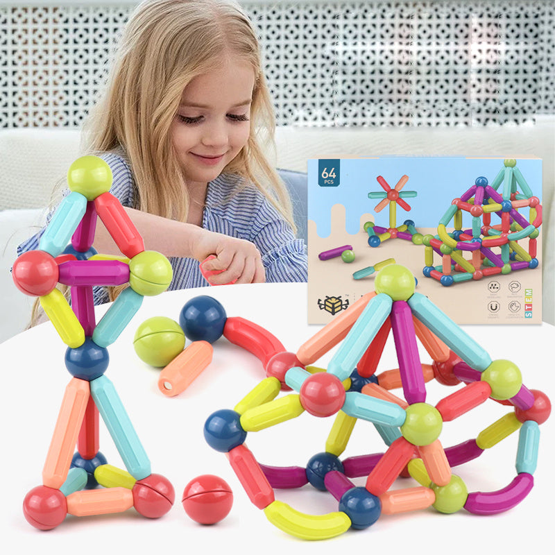 Magnetic Building Blocks for Kids | STEM Educational Toys with Sticks & Balls for Creative Play