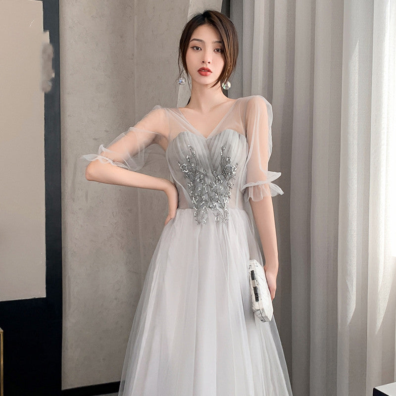 Champagne Bridesmaid Dresses Appear Slim To The Small Crowd