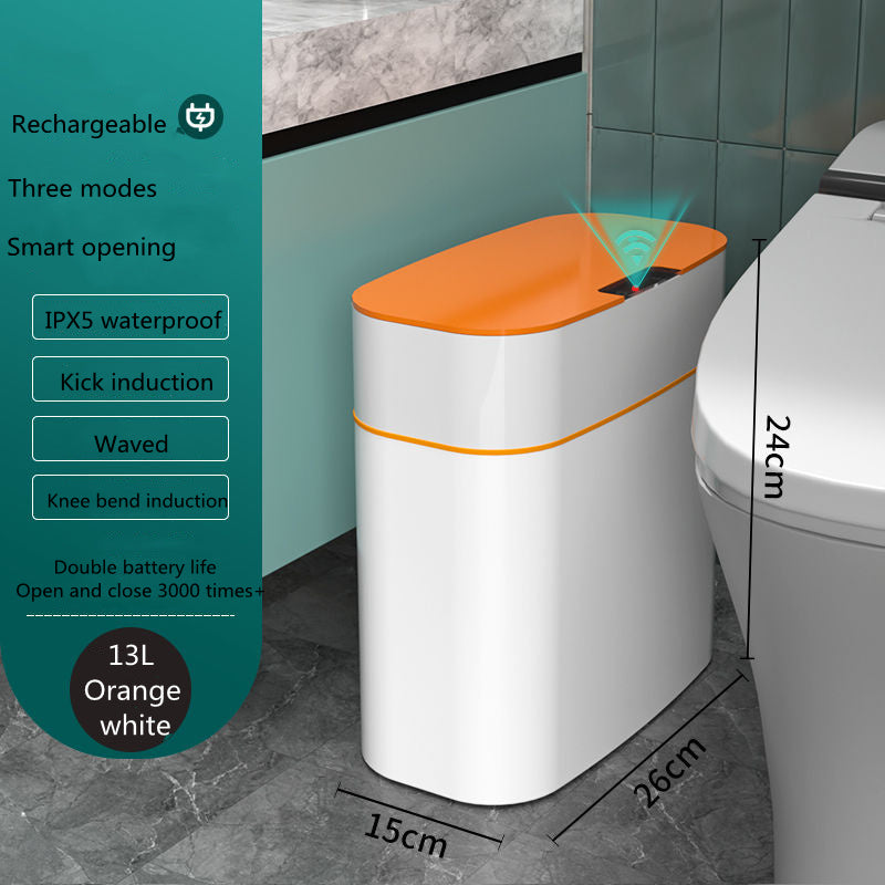 Smart Trash Can With Lid For Bedroom And Living Room Kitchen Storage Box Trash Can Induction Small Car Box Automatic Smart Dustbin Smart Trash Bin (V2)