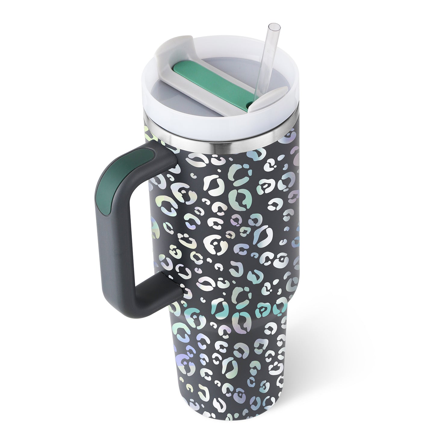Tumbler with Handle & Straw – Stainless Steel Spill-Proof Travel Mug with Lid