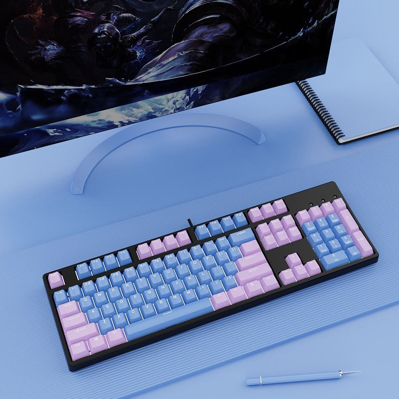 Two-color Keyboard Wired Office Green Black Tea Red Axis Hot Plug Computer