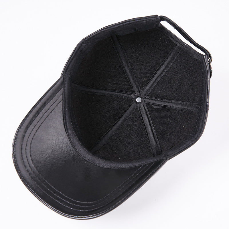 Leather Men Women Middle-aged And Elderly Sheepskin Baseball Caps Thickened Warm Duck Tongue