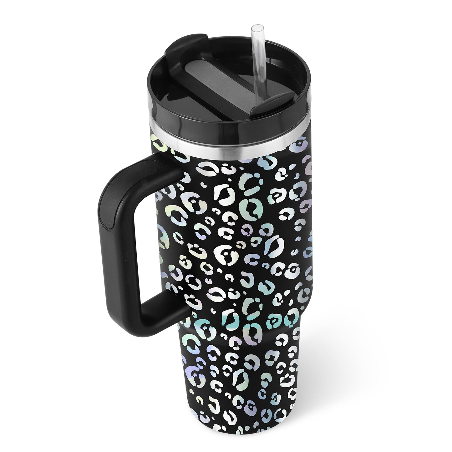 Tumbler with Handle & Straw – Stainless Steel Spill-Proof Travel Mug with Lid