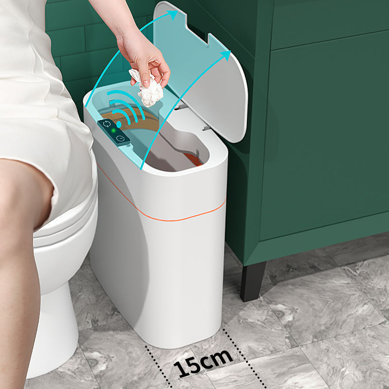 Smart Trash Can With Lid For Bedroom And Living Room Kitchen Storage Box Trash Can Induction Small Car Box Automatic Smart Dustbin Smart Trash Bin (V2)