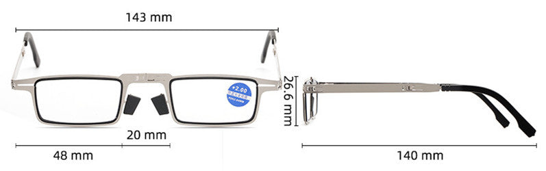 Stainless Steel Folding Anti-blue Light Reading GlassesLight Screw-free Portable Presbyopic Glasses Men's And Women's Same Presbyopic Glasses
