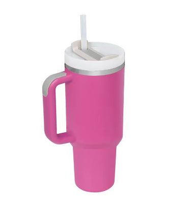 Tumbler with Handle & Straw – Stainless Steel Spill-Proof Travel Mug with Lid