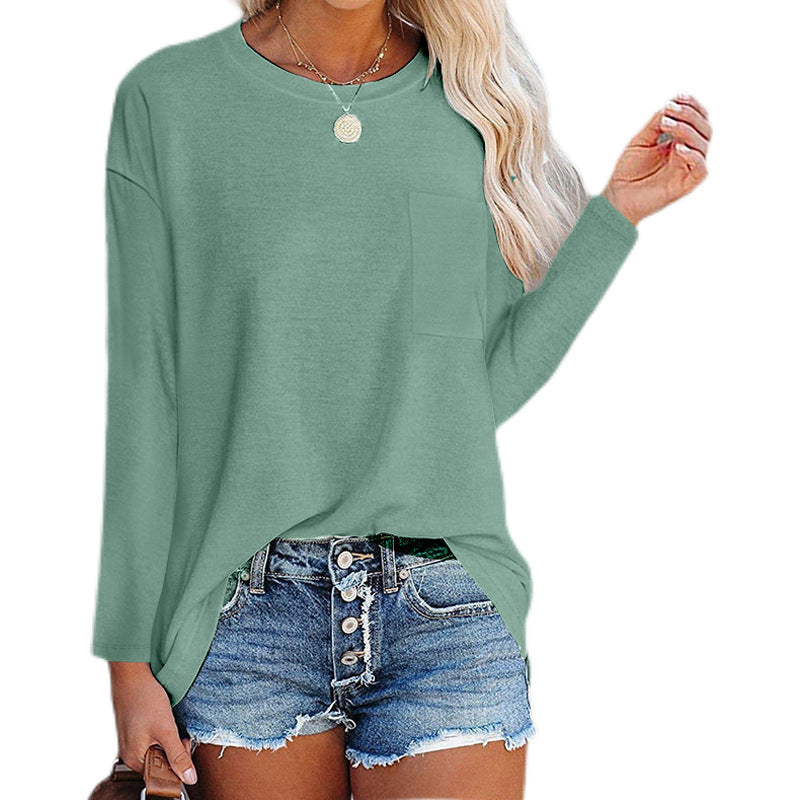 Women's Long-sleeved Round Neck T-shirt Top