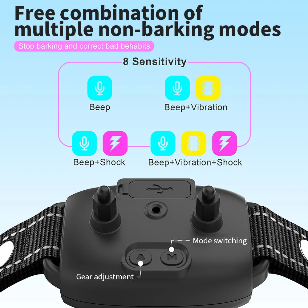 Smart Automatic Anti Barking Dog Collar | Rechargeable Bark Stopper Stop Barking HD Digital Display IP67 Waterproof Collar For Dogs Pet Products