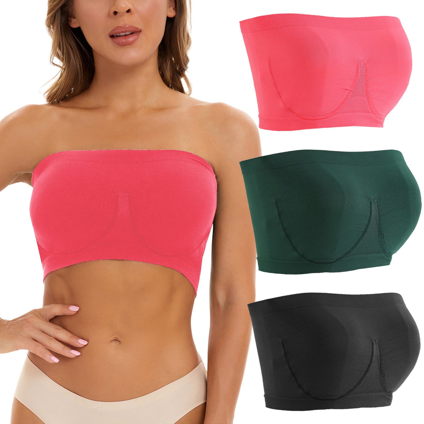 LOBBAY® - Strapless Bandeau Bra (Pack of 3)