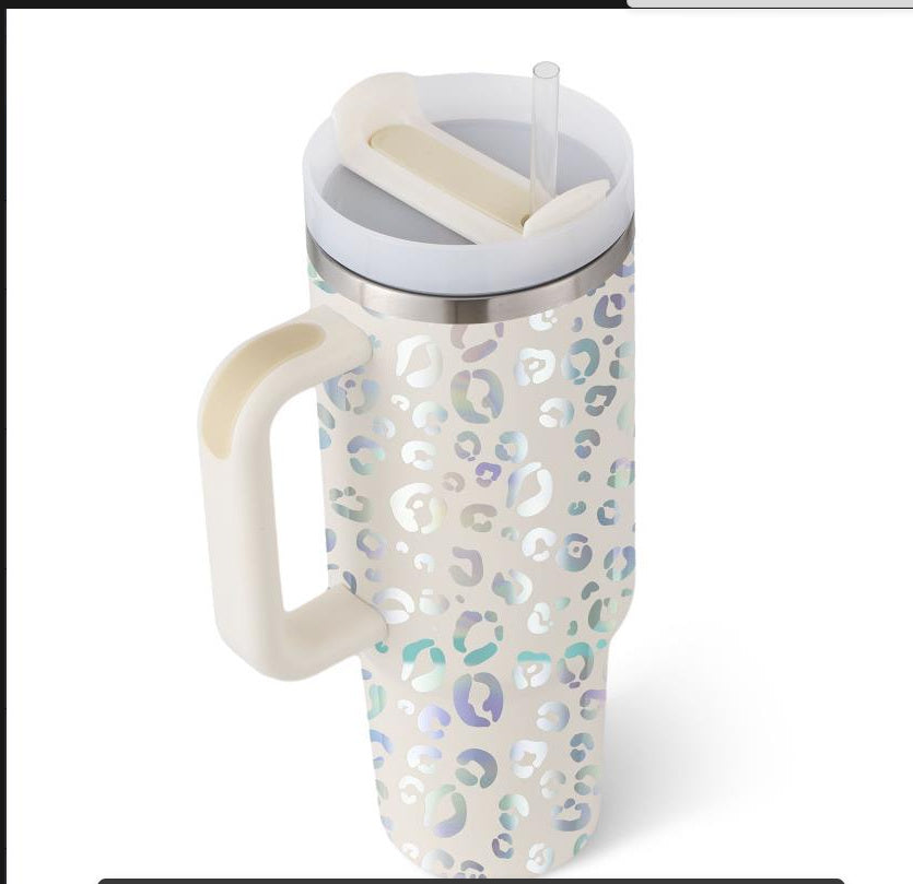 Tumbler with Handle & Straw – Stainless Steel Spill-Proof Travel Mug with Lid