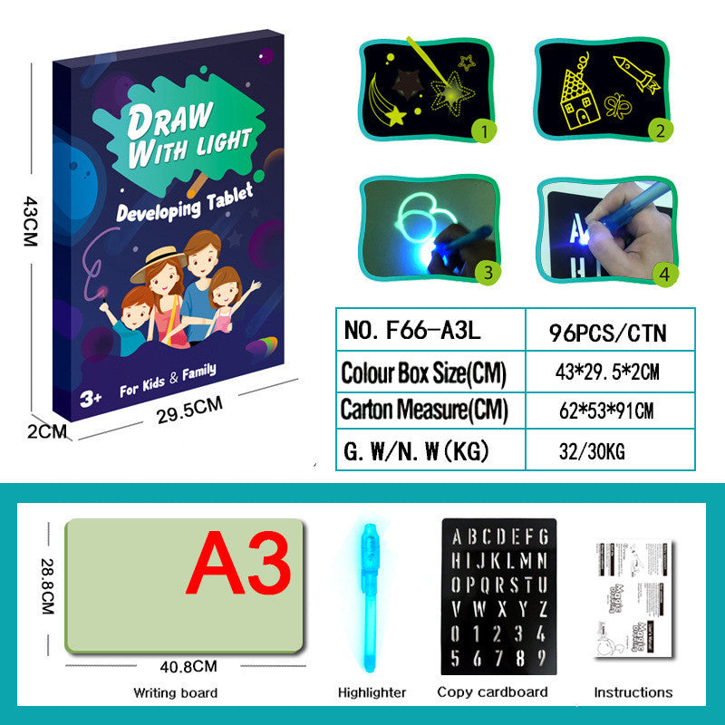 3D Magic Drawing Pad for Kids with 8 Light Effects | Reusable Educational Toy & Puzzle Board