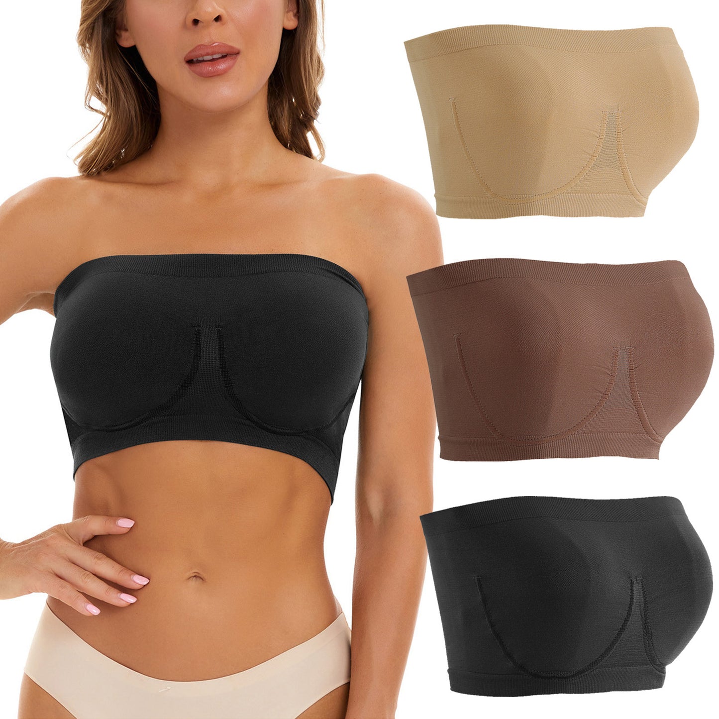 LOBBAY® - Strapless Bandeau Bra (Pack of 3)