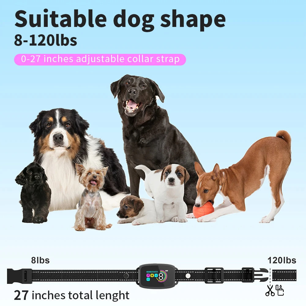 Smart Automatic Anti Barking Dog Collar | Rechargeable Bark Stopper Stop Barking HD Digital Display IP67 Waterproof Collar For Dogs Pet Products