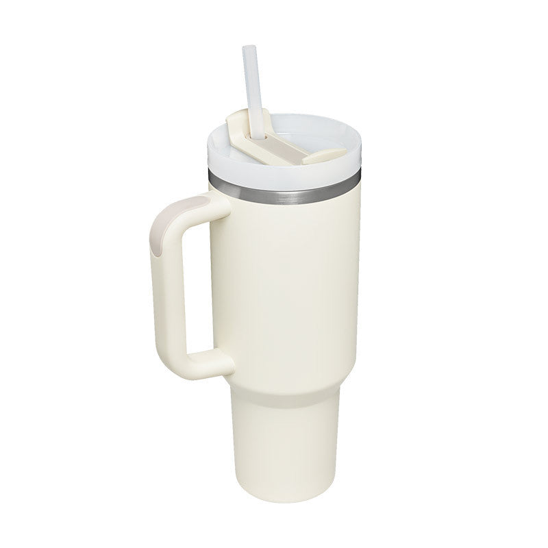 Tumbler with Handle & Straw – Stainless Steel Spill-Proof Travel Mug with Lid