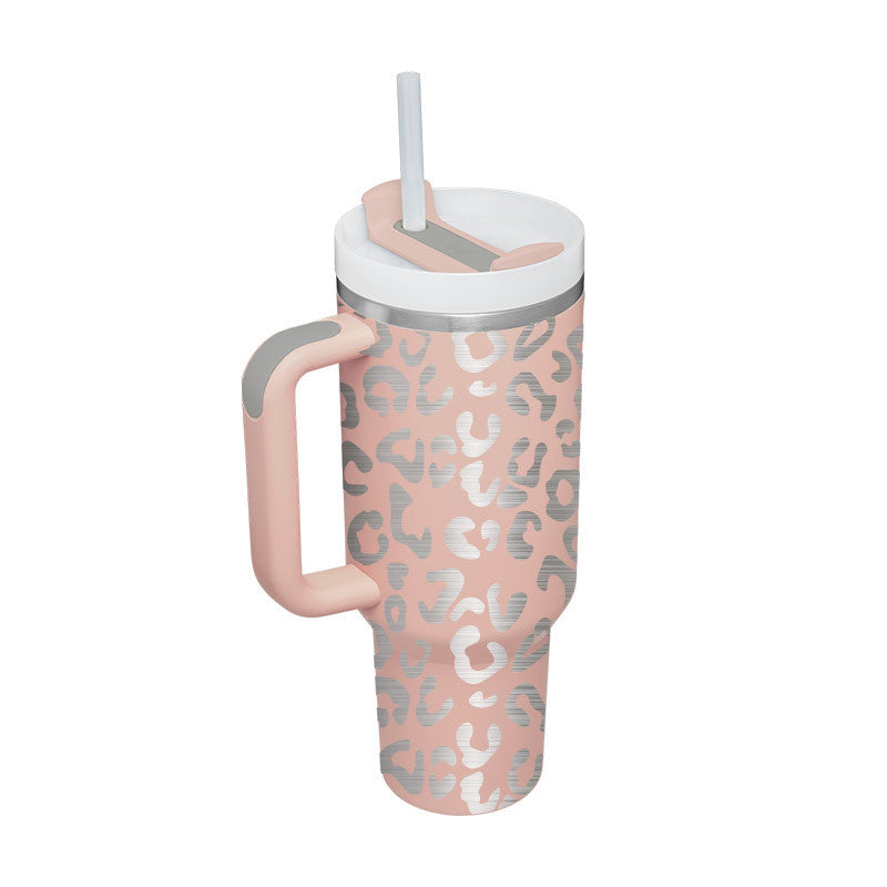 Tumbler with Handle & Straw – Stainless Steel Spill-Proof Travel Mug with Lid