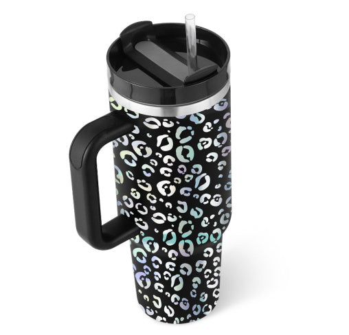 Tumbler with Handle & Straw – Stainless Steel Spill-Proof Travel Mug with Lid