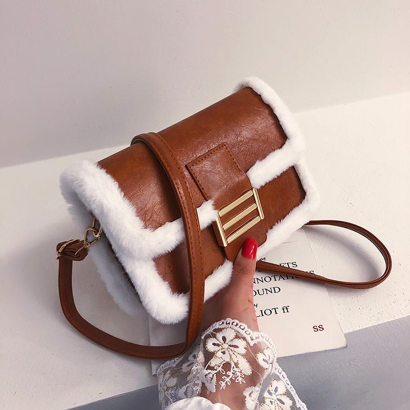 Autumn And Winter Lamb Hair Texture Small Bag Women Korean Version Of The New Fashion