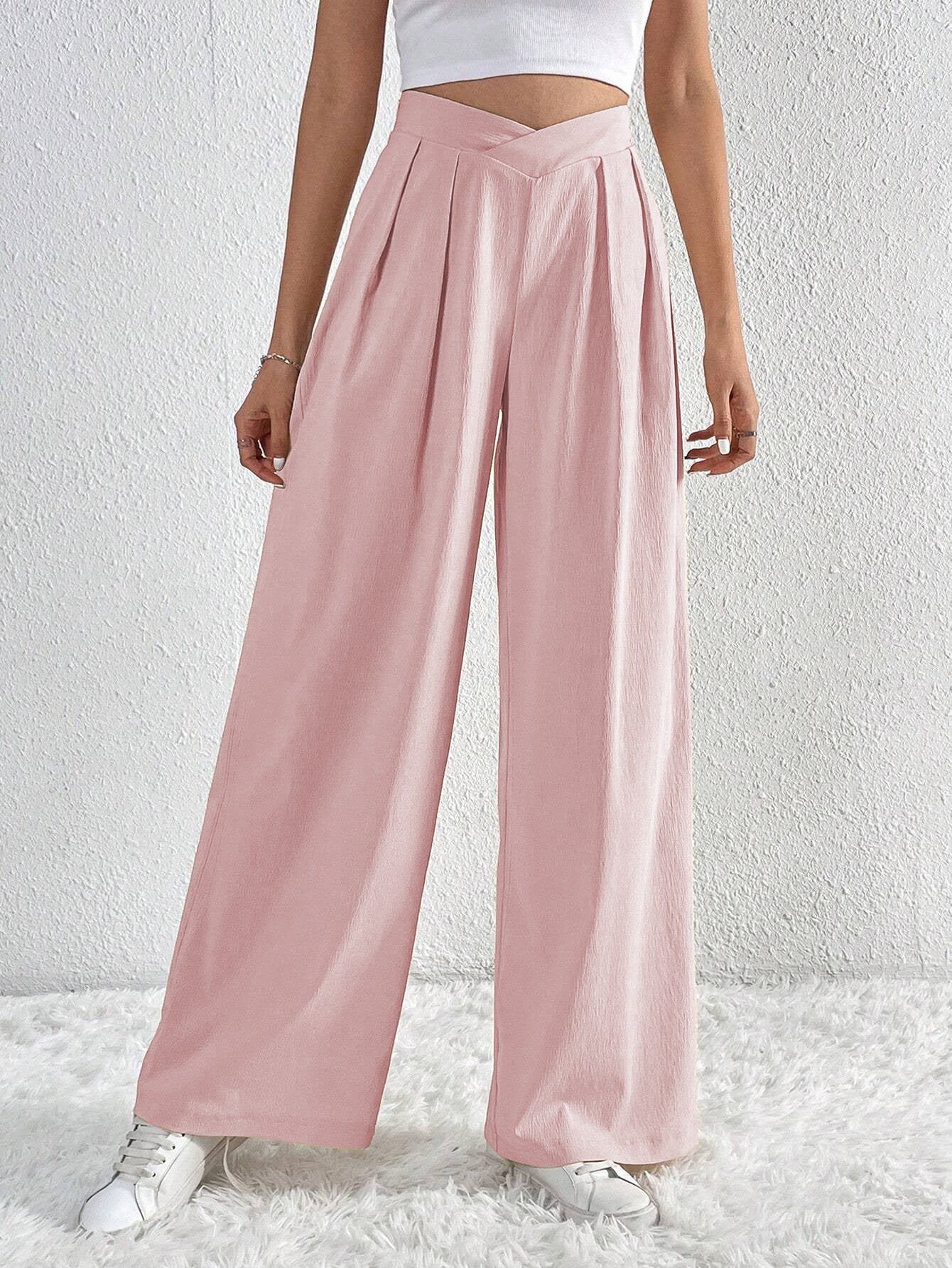 Solid Color Pleated Casual Wide-leg Pants Loose Casual Women's Commuting Versatile Style Comfortable TrousersS
