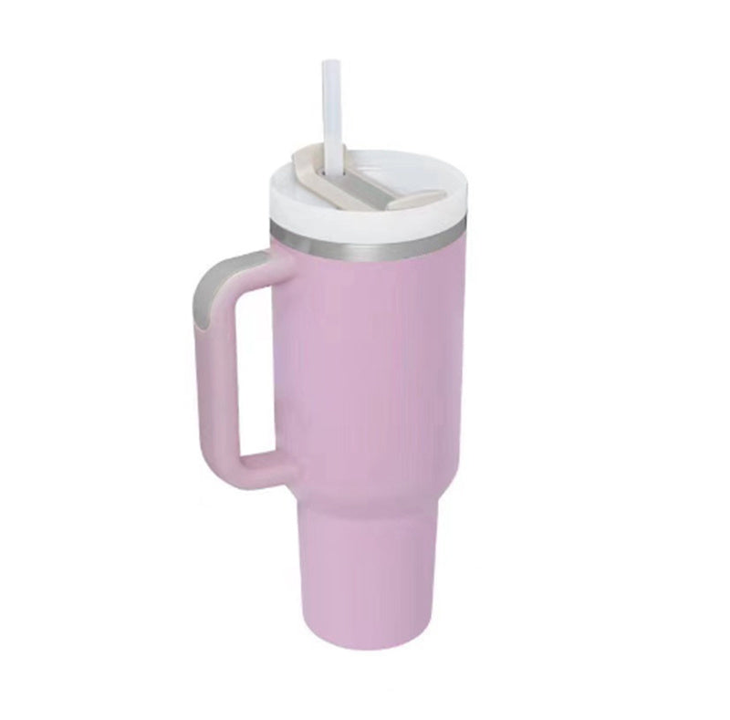 Tumbler with Handle & Straw – Stainless Steel Spill-Proof Travel Mug with Lid