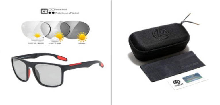 Square Polarized Sunglasses Silicone Nose Pads 1.1Tac Real Film Color Changing Outdoor Glasses